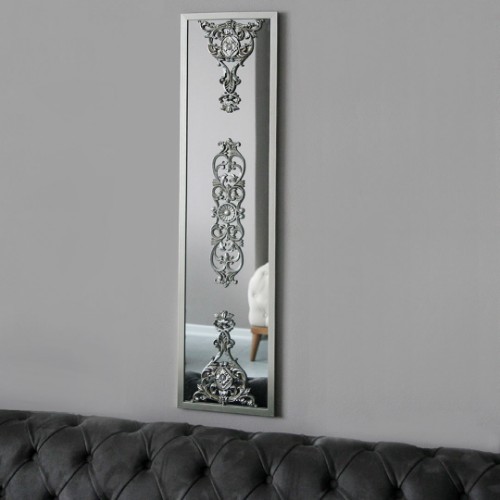 Lidyana Göbekli Ayna 26x106 cm - Gümüş