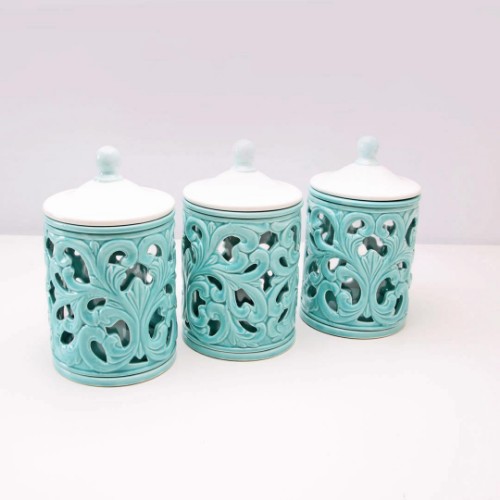 Picture of Kokosh Home Barok Jar Set of 3 - Turquoise