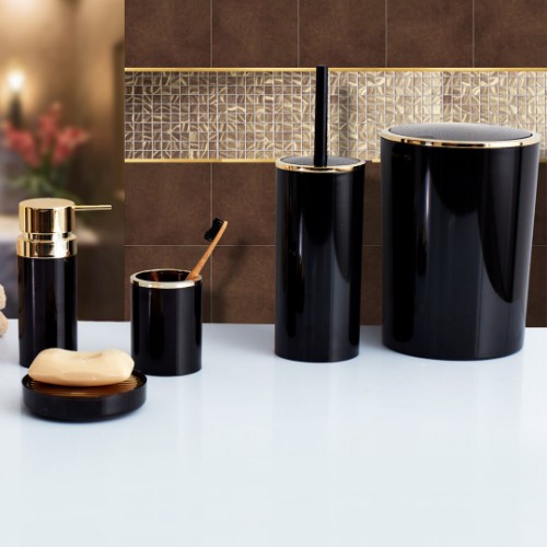 Picture of Primanova Lenox Gold Framed Bathroom Accessories Set of 5 - Black