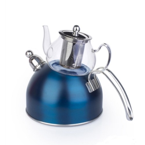 Picture of Wistle With Pressure Teapot Set -  Dark Blue