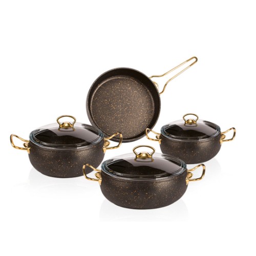 Picture of Casting Nonstick Cookware Set 7 Pieces -  Brown