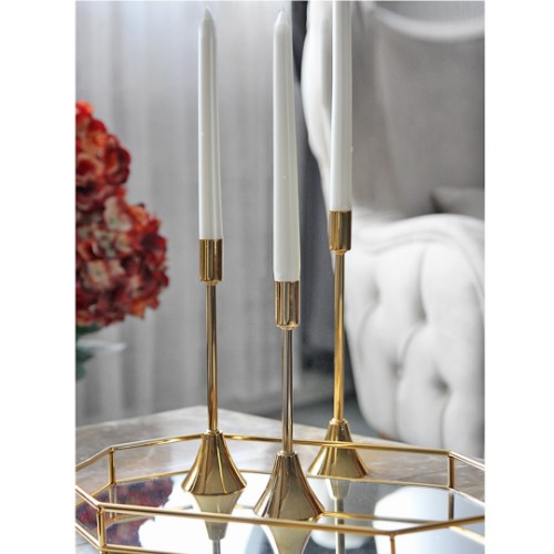 Picture of La Deco Conical Candle Holder Metal Set of 3 - Gold