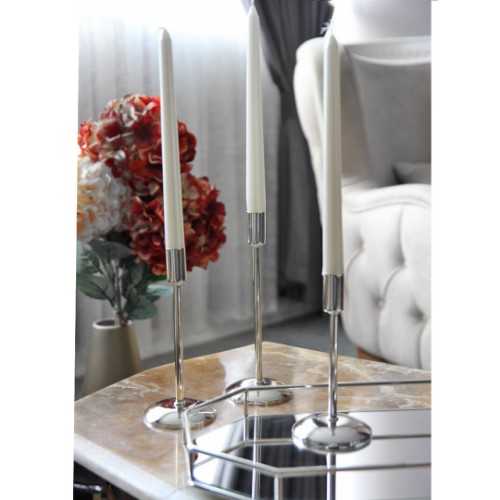 Picture of La Deco Dished Candle Holder Metal Set of 3 - Silver
