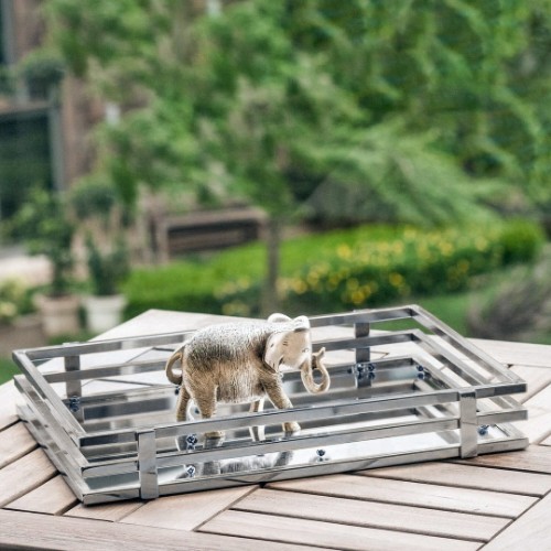 Picture of Arya Mirrored Tray Large Size - Silver