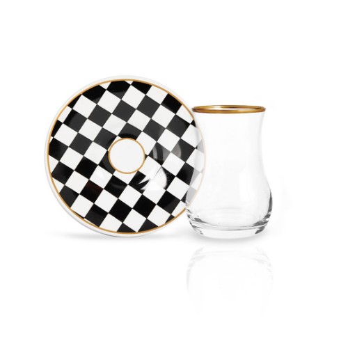 Picture of Checkers Gilded Tea Glasses Set of 12 