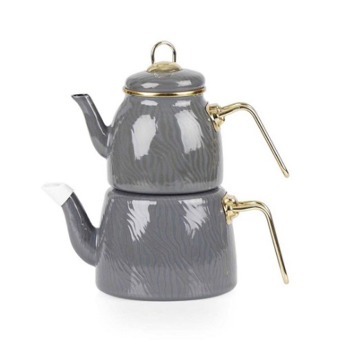 Qualite Huma Enamel Teapot Set - Grey