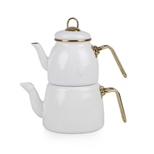 Picture of Qualite Huma Enamel Teapot Set - White