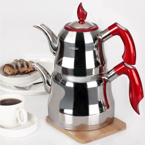 Picture of Sultan Steel Teapot Set - Red