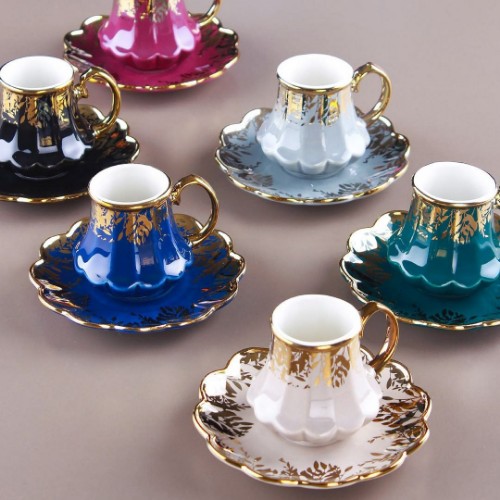 Picture of Dionysos Colored Porcelain Turkish Coffee Set
