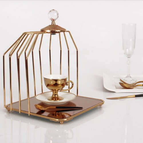 Picture of Cage Square Cookie Stand - Gold
