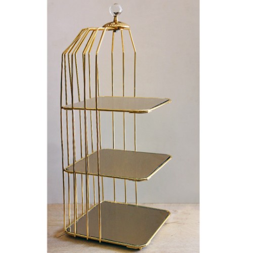 Picture of Cage Square Cookie Stand 3 Floors - Gold