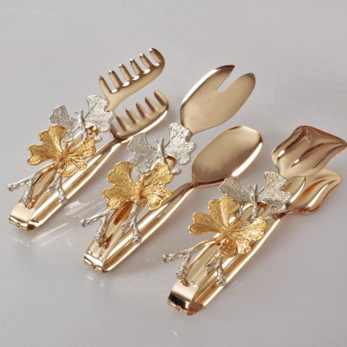 Picture of Butterfly Food Tongs Set of 3 - Gold