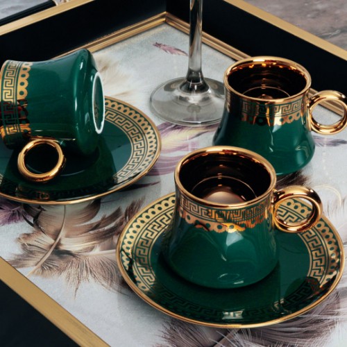 Picture of Dylan Porcelain Turkish Coffee Set - Green
