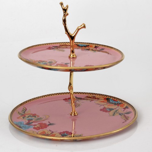 Picture of Lorena Double Layer Serving Stand - Pink
