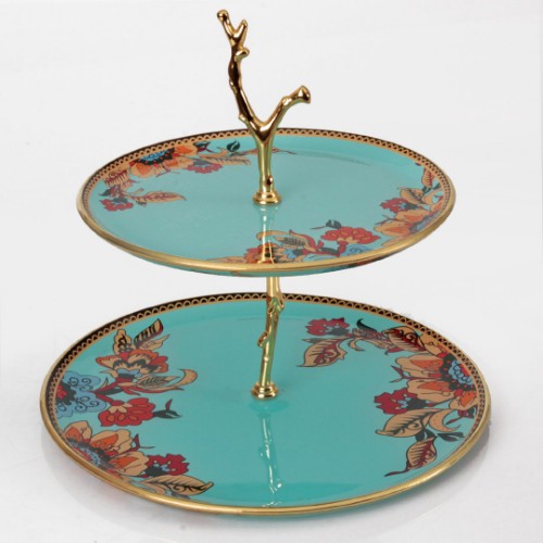 Picture of Lorena Double Layer Serving Stand - Turquoise