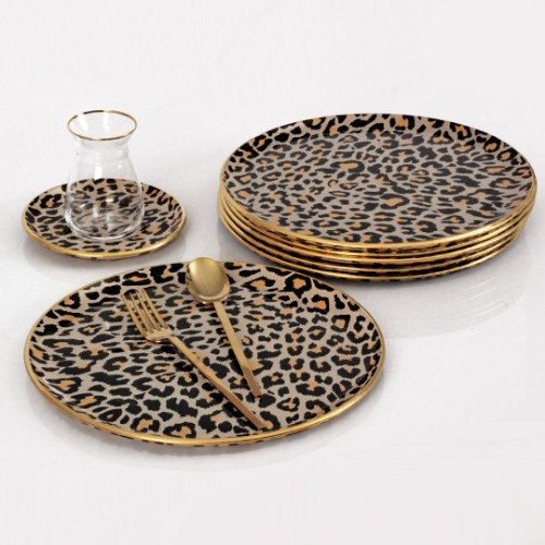 Picture of Leopard Salmon Service Plate Set of 6