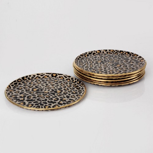 Picture of Leopard Salmon Cake Plate Set of 6