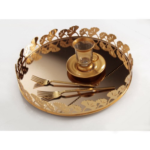 Picture of Clover Round Tray Big Size - Gold