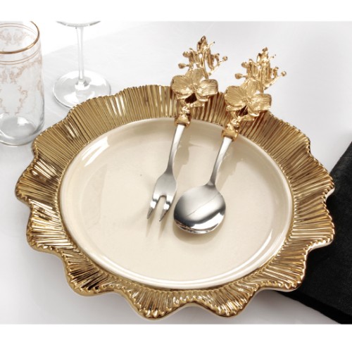 Picture of Lace Serving Plate Round - Gold