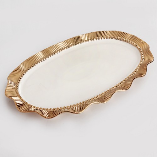Picture of Ruche Serving Oval Plate Big Size - Gold