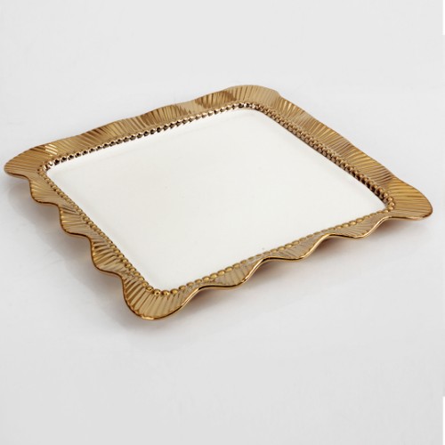 Picture of Ruche Serving Square Plate Big Size - Gold