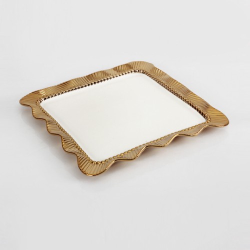 Picture of Ruche Serving Square Plate Small Size - Gold
