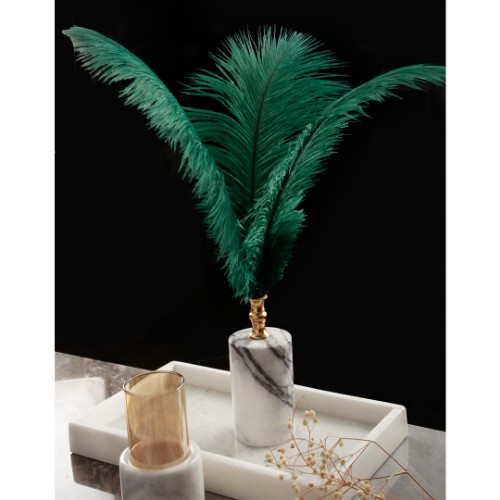 Quarry Marble Cylinder Feather Accessory - Green