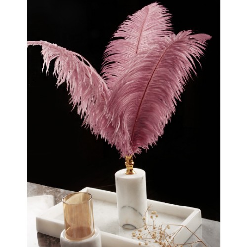 Quarry Marble Cylinder Feather Accessory - Powder Color 