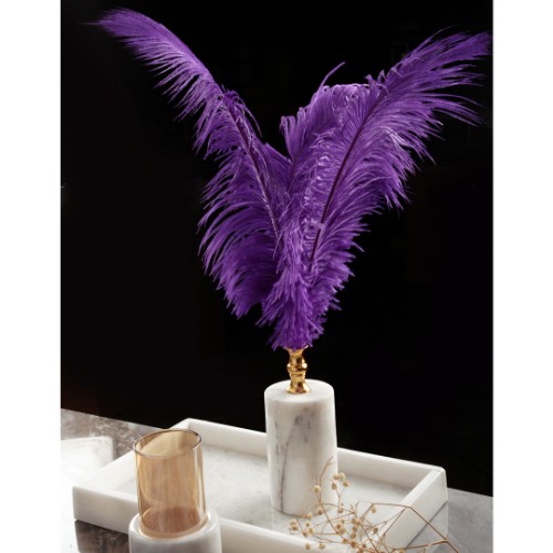Quarry Marble Cylinder Feather Accessory - Purple 