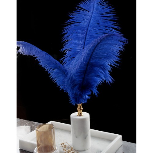 Quarry Marble Cylinder Feather Accessory - Dark Blue 