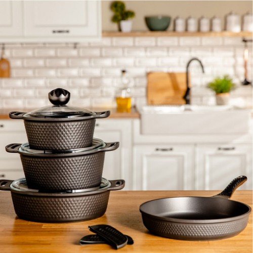 Amboss Kuvarz Casting Cookware Set of 7 - Black