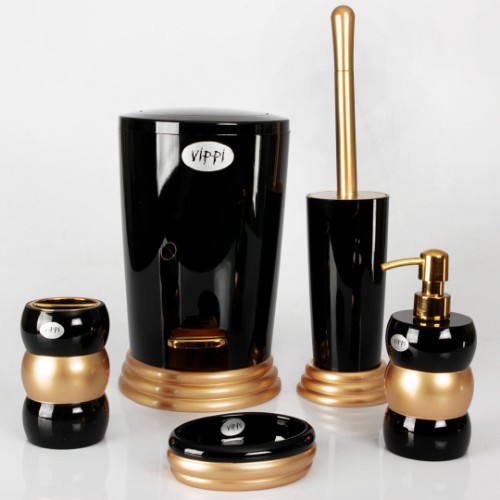 Enzo Bathroom Accessories Set of 5 - Black Gold