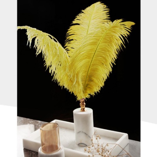 Quarry Marble Cylinder Feather Accessory - Yellow