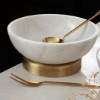 Picture of Quarry White Marble Decorative Bowl Aging Metal Legs - Big Size 