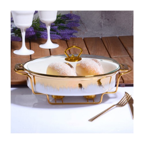 Picture of Flame Porcelain Oval Ovenware and Serving Plate 32cm - White Gold