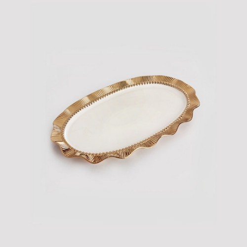 Picture of Ruche Serving Oval Plate 23 cm - Gold