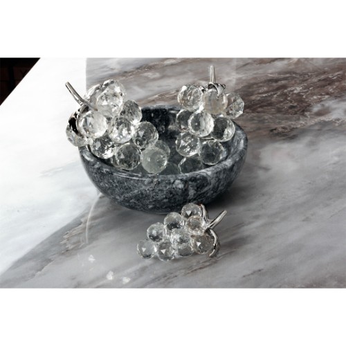 Joseph Crystal Decorative Grape Bibolet  Set of 3 - Silver 