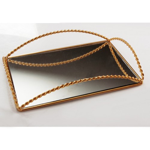 Wave Metal Mirrored Tray - Gold