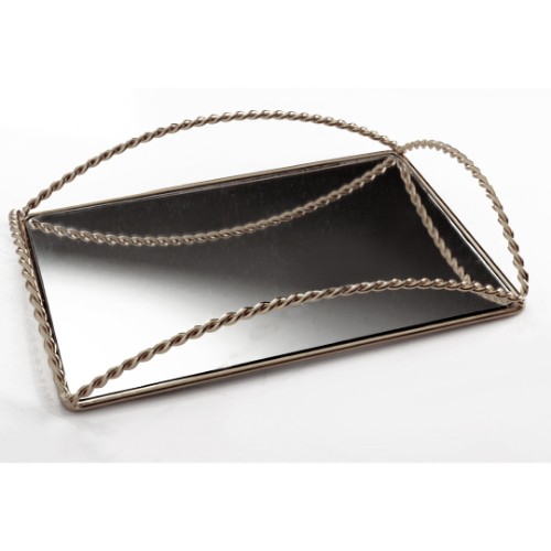 Wave Metal Mirrored Tray - Silver