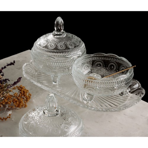 Picture of Craft 3 Sugar Bowls with Crystal Glass Plates
