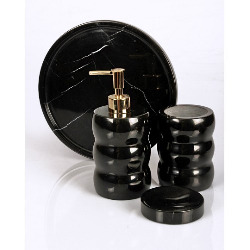 Picture of Noir Round Bathroom Accessories Set of 4 - Gold