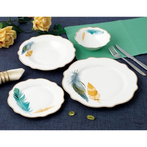 Picture of Color Wing 24 Pieces Bone Porcelain Dinnerware Set