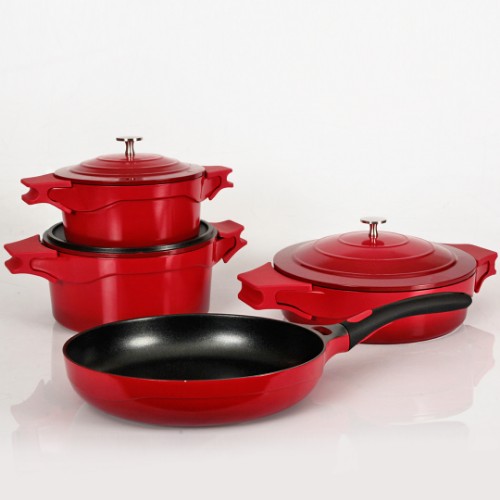 Pink More Cast Casting Cookware Set of 7 - Red