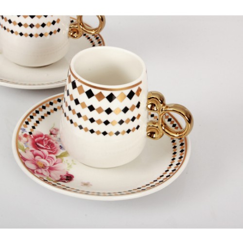 Picture of Floral Porcelain Turkish Coffee Set of 6 - Chester
