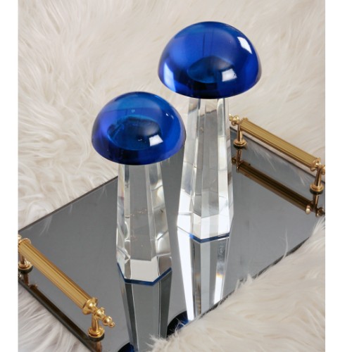 Mushroom Decorative Living Room Accessory Set of 2 - Blue 