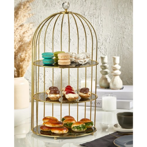Cage Cookie Stand 3 Floors - Gold