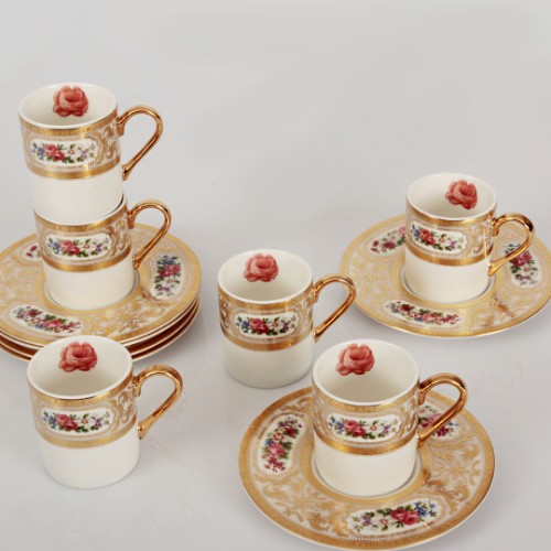 Picture of Flower Pattern Porcelain Turkish Coffee Set of 6