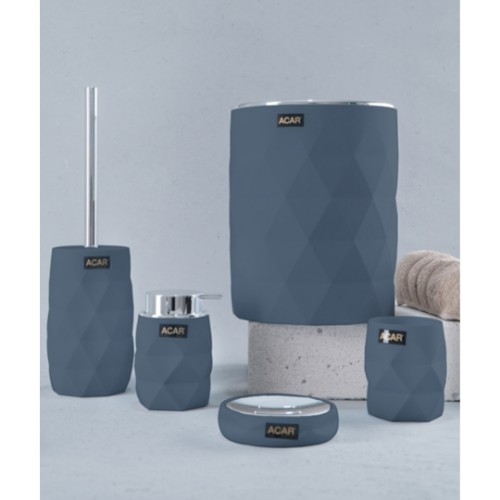 Picture of Aria Diamond Bathroom Accessories Set of 5 - Grey
