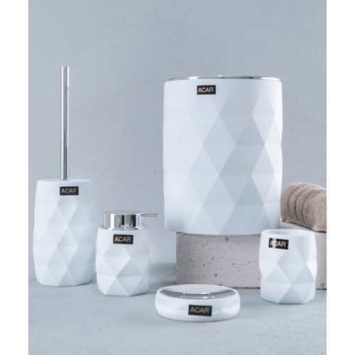 Aria Diamond Bathroom Accessories Set of 5 - White