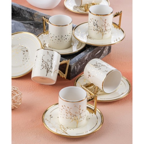 Picture of Meira Porcelain Turkish Coffee Set of 6 - Cream